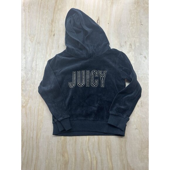 Juicy Couture Kids Black Sweatshirt Girls Sz 7 Cotton Blend Hoodie Sweatshirt - Picture 1 of 7